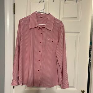 Red & White Striped blouse.